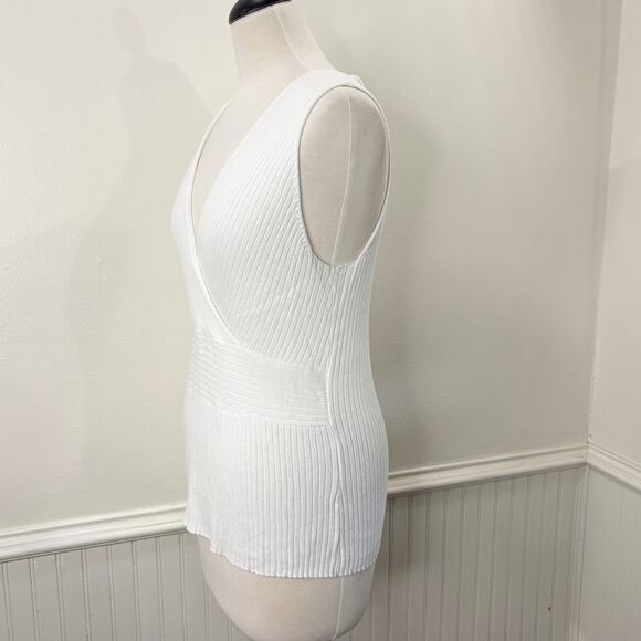 Old Navy Size L Sleeveless Knit Top Y2K Babydoll Perfect Fit Vintage Faux Wrap - Picture 2 of 13